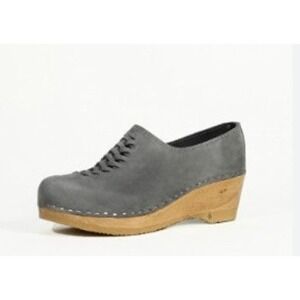 No.6 Issa Clogs Braided Nubuck Woven Front Clog Wood Platform Heel Women's EU 43